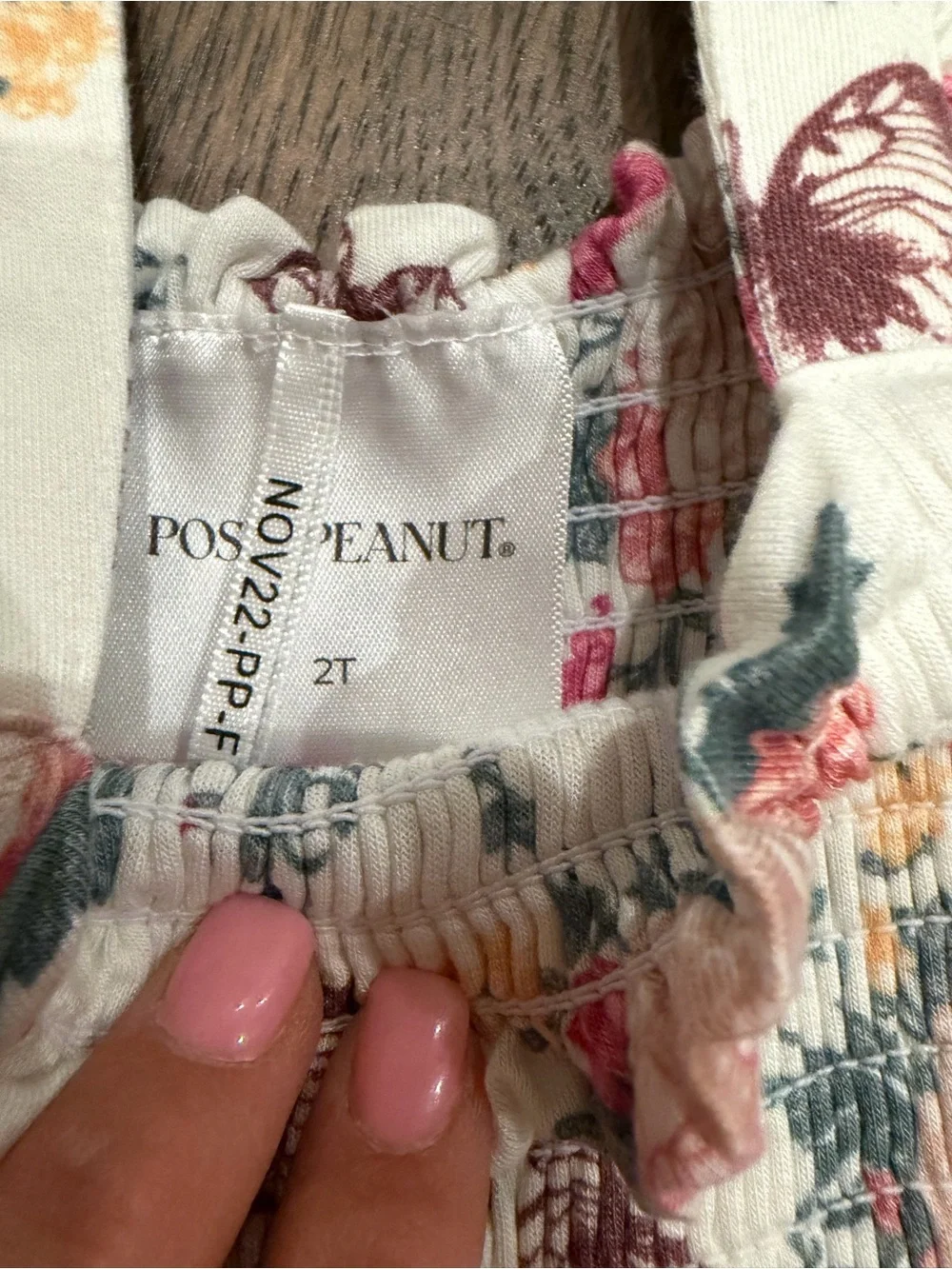 Posh Peanut. Floral Butterfly Smocked Tank Top & Bloomers Set - Pink/Cream